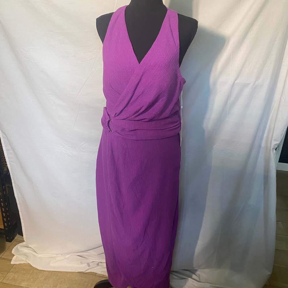 Siena Womens' Purple Faux-Wrap‎ Midi Dress Size 12 NWT MSRP $124